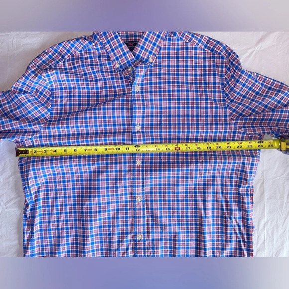 Vineyard Vines Men's Large Murray Blue Red Plaid Long Sleeve Button-Down Shirt - Picture 4 of 6